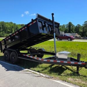 7×14 Dump Trailer for Sale – Black | 2' Walls | 14 Ply Tires | Spread Gate