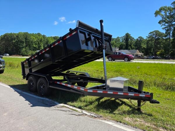 7×14 Dump Trailer for Sale – Black | 2' Walls | 14 Ply Tires | Spread Gate