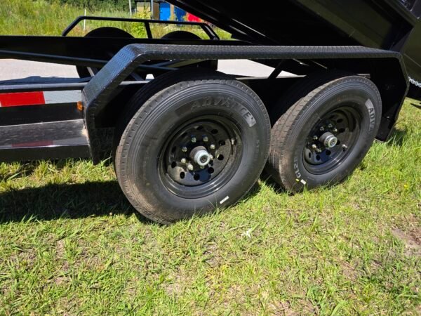 7×14 Dump Trailer for Sale – Black | 2' Walls | 14 Ply Tires | Spread Gate