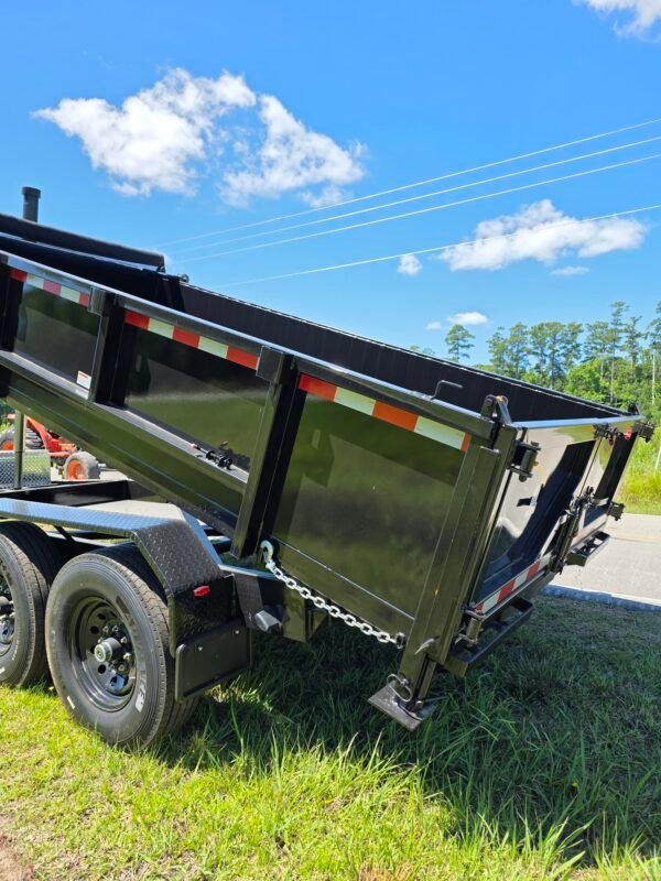 7×14 Dump Trailer for Sale – Black | 2' Walls | 14 Ply Tires | Spread Gate