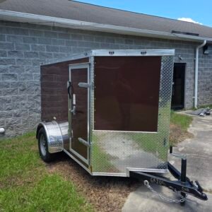 5×8 Brown Cargo Trailer | Double Rear Doors | 2990 lb Axles | 5' Interior