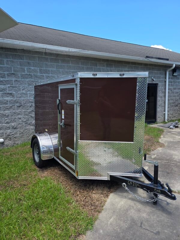 5×8 Brown Cargo Trailer | Double Rear Doors | 2990 lb Axles | 5' Interior