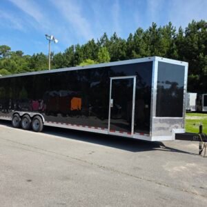 8.5×36 Enclosed Car Hauler for Sale – Black | Triple Axle | 7'6" Interior | RV Escape Door | E-Track | Race Trailer