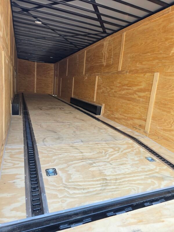 8.5×36 Enclosed Car Hauler for Sale – Black | Triple Axle | 7'6" Interior | RV Escape Door | E-Track | Race Trailer