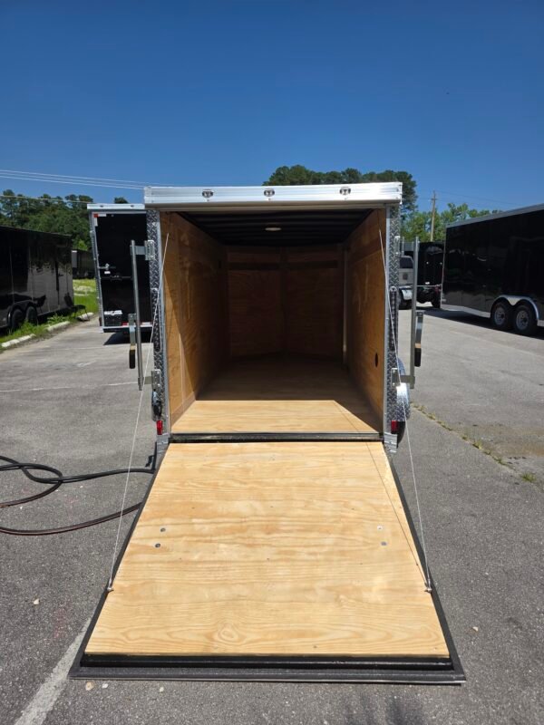 5×10 Enclosed Cargo Trailer for Sale – Purple | Ramp Door | 2990 lb Axles | Utility Trailer
