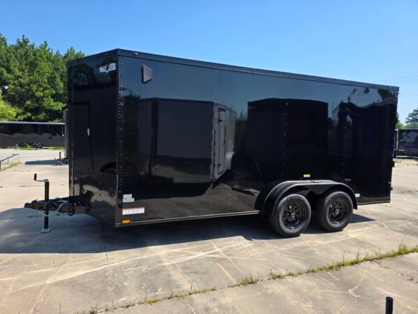 7×16 Enclosed Cargo Trailer for Sale – Black | 6'6" Interior | Blackout Package | 3500 lb Axles