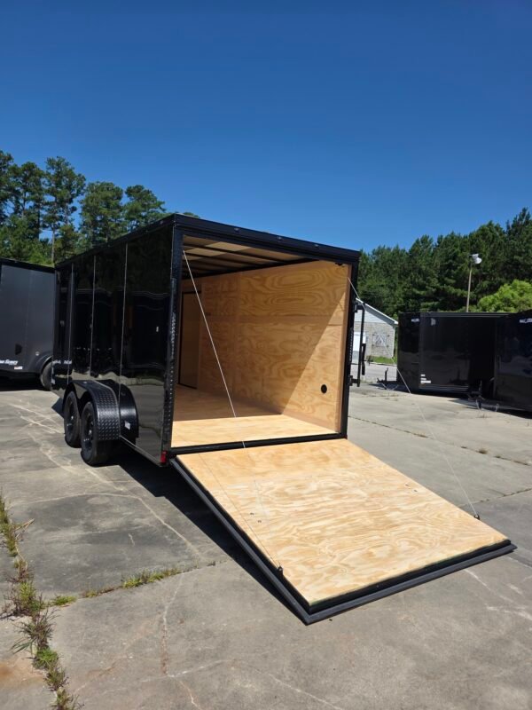 7×16 Enclosed Cargo Trailer for Sale – Black | 6'6" Interior | Blackout Package | 3500 lb Axles