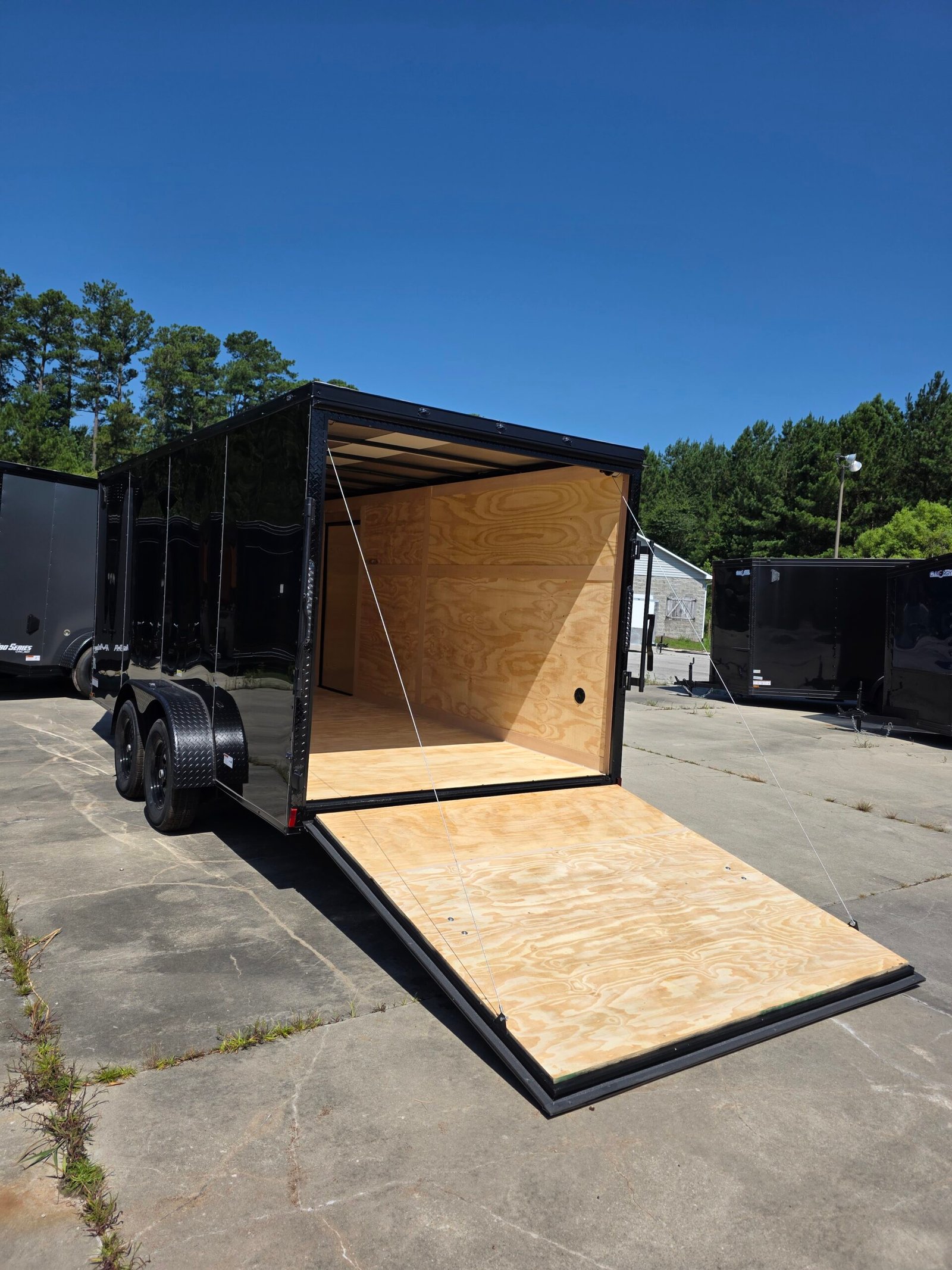 7×16 Enclosed Cargo Trailer for Sale – Black | 6