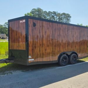 8.5×16 Enclosed Wood Grain Car Hauler for Sale – Ramp Door | 7' Interior | Heavy-Duty Trailer - Image 2