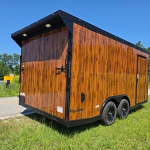 8.5×16 Enclosed Wood Grain Car Hauler for Sale – Ramp Door | 7' Interior | Heavy-Duty Trailer - Image 4