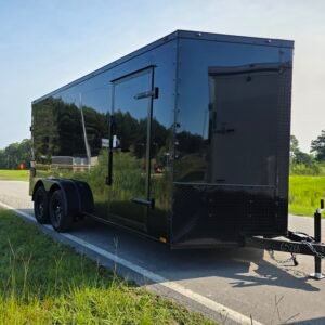 7×16 Enclosed Cargo Trailer for Sale – Black | 6'6" Interior | 3500 lb Axles | Utility Trailer