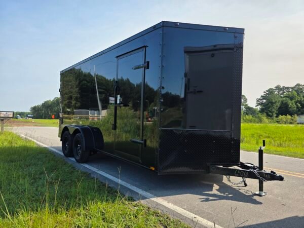 7×16 Enclosed Cargo Trailer for Sale – Black | 6'6" Interior | 3500 lb Axles | Utility Trailer