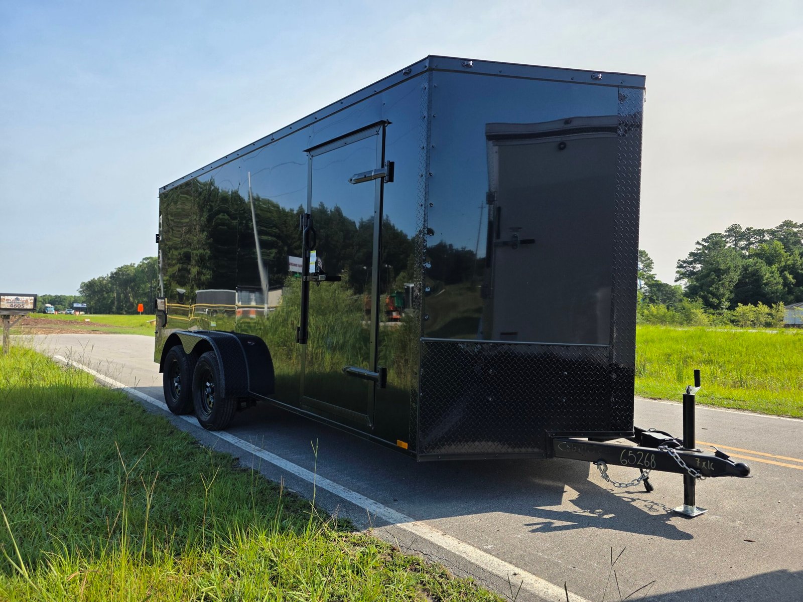 7×16 Enclosed Cargo Trailer for Sale – Black | 6