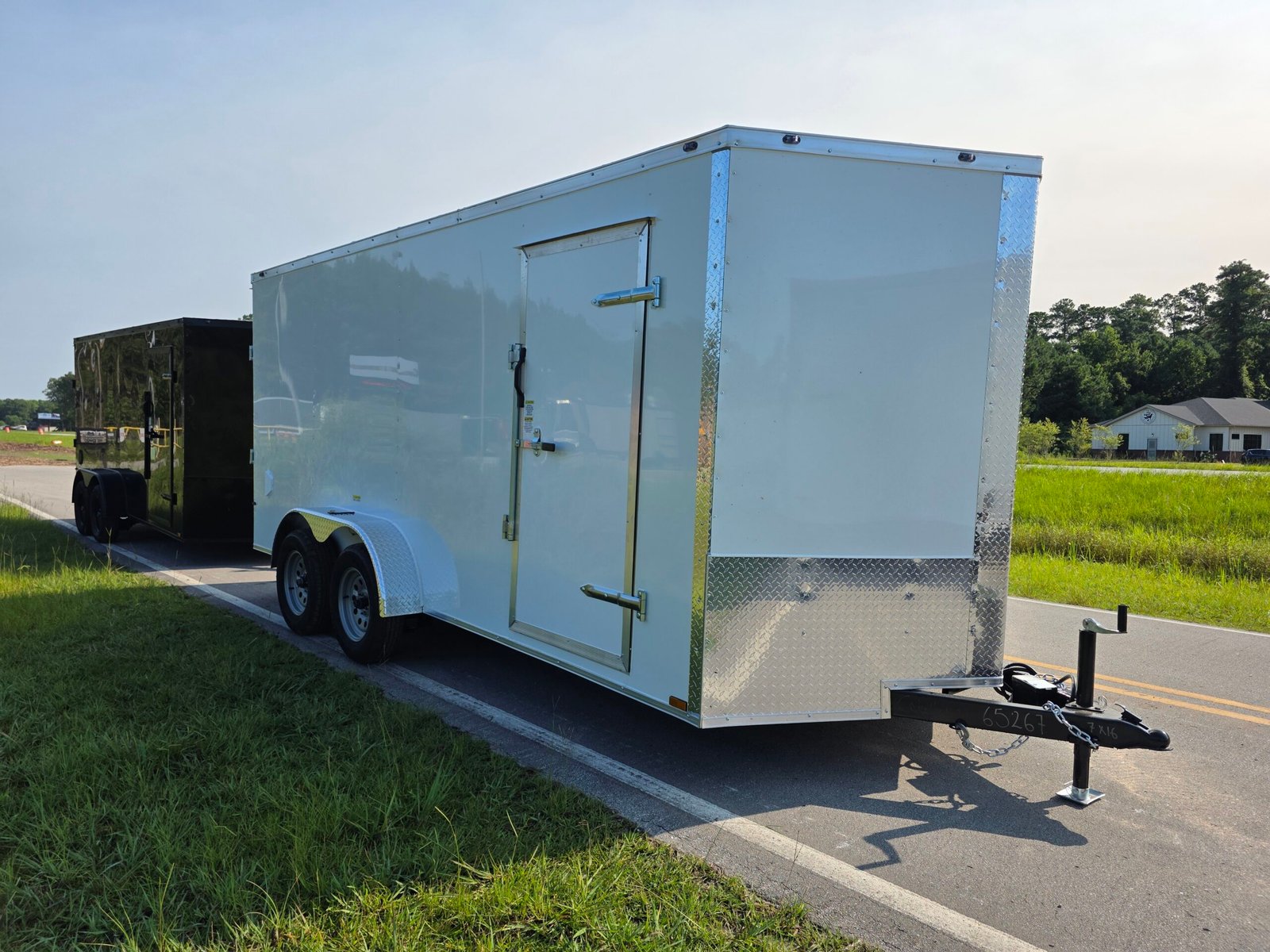 7×16 White Cargo Trailer | Rear Ramp Door | 3500 lb Axles | Enclosed Trailer | 6