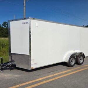 7×16 White Cargo Trailer | Rear Ramp Door | 3500 lb Axles | Enclosed Trailer | 6'6" Interior - Image 2