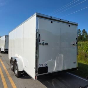 7×16 White Cargo Trailer | Rear Ramp Door | 3500 lb Axles | Enclosed Trailer | 6'6" Interior - Image 4