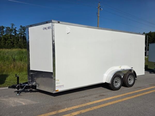 7×16 Enclosed Cargo Trailer for Sale – White | 6'6" Interior | Utility & Equipment Trailer