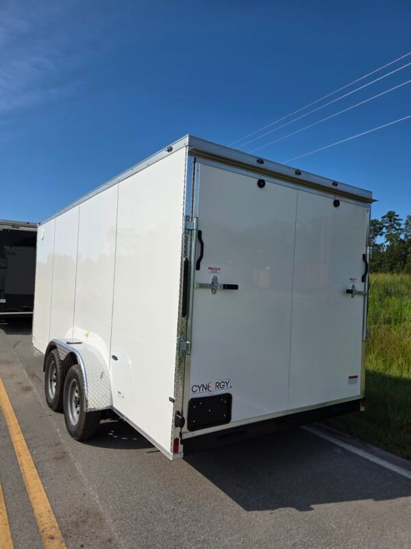 7×16 Enclosed Cargo Trailer for Sale – White | 6'6" Interior | Utility & Equipment Trailer