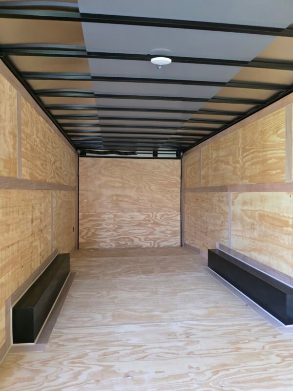 8.5×24 Enclosed Car Hauler for Sale – Black | 7' Interior | Rear Ramp Door | Heavy-Duty Trailer