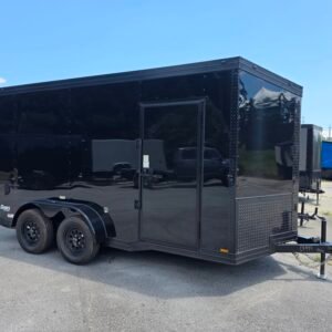 7×14 Enclosed Cargo Trailer for Sale – Black | 7' Interior | 3500 lb Tandem Axles | Low Profile Fenders - Image 1