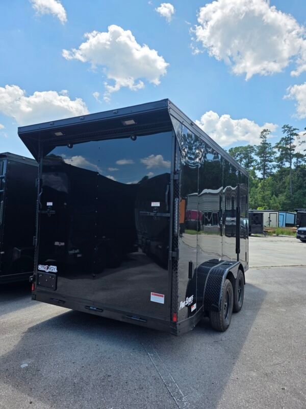 7×14 Enclosed Cargo Trailer for Sale – Black | 7' Interior | 3500 lb Tandem Axles | Low Profile Fenders
