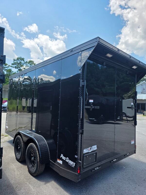 7×14 Enclosed Cargo Trailer for Sale – Black | 7' Interior | 3500 lb Tandem Axles | Low Profile Fenders