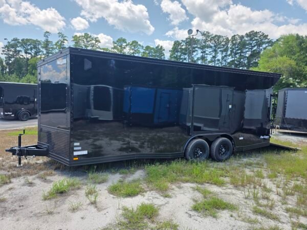8.5×20 Enclosed Car Hauler for Sale – Black | 7' Interior | Rear Ramp Door | Heavy-Duty Trailer