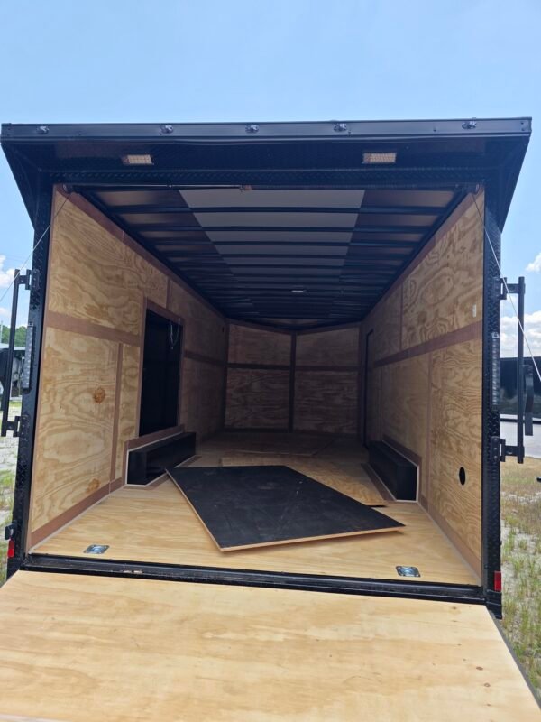 8.5×20 Enclosed Car Hauler for Sale – Black | 7' Interior | Rear Ramp Door | Heavy-Duty Trailer