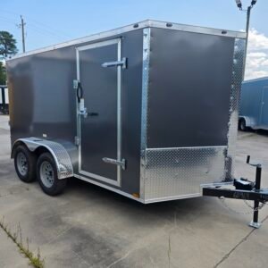 7×12 Enclosed Cargo Trailer for Sale – Charcoal Gray | 6' Interior | 3500 lb Axles - Image 1