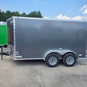 7×12 Enclosed Cargo Trailer for Sale – Charcoal Gray | 6' Interior | 3500 lb Axles - Image 2