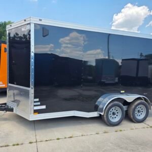7×14 Enclosed Cargo Trailer for Sale – Black | Rear Ramp Door | 3500 lb Tandem Axles | 7' Interior - Image 3