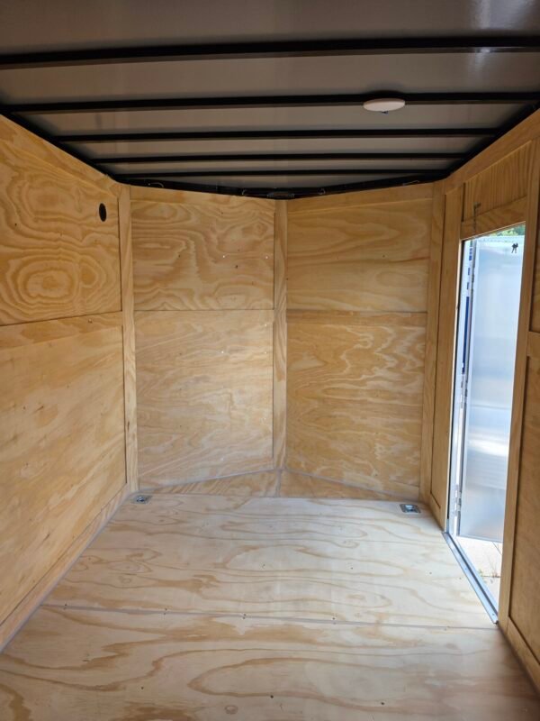7×14 Enclosed Cargo Trailer for Sale – Black | Rear Ramp Door | 3500 lb Tandem Axles | 7' Interior