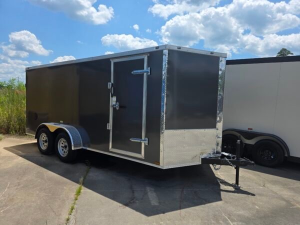 7×16 Enclosed Cargo Trailer for Sale – Charcoal Gray | 6' Interior | Utility & Equipment Trailer