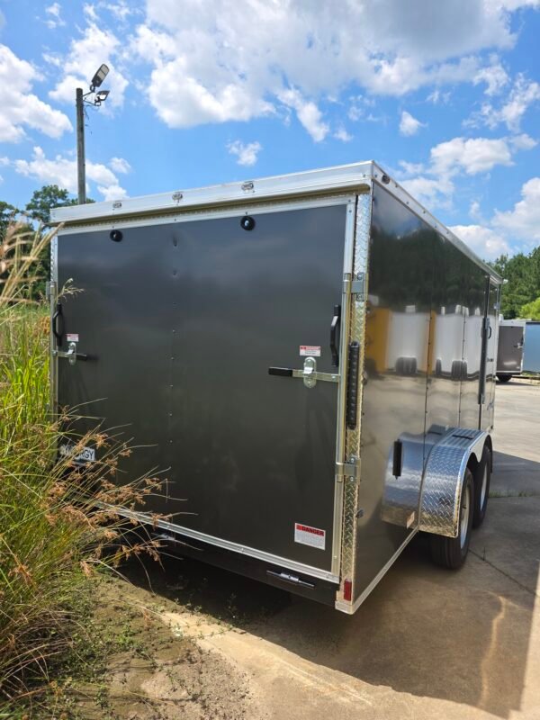 7×16 Enclosed Cargo Trailer for Sale – Charcoal Gray | 6' Interior | Utility & Equipment Trailer
