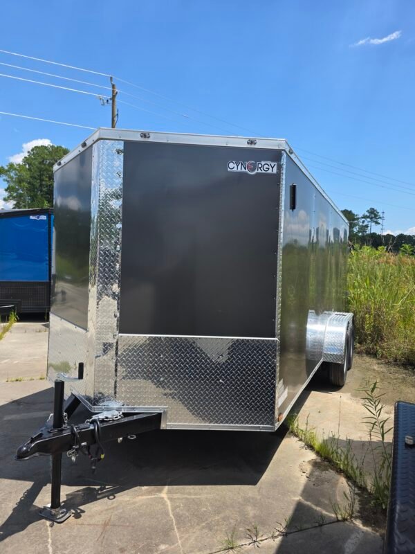 7×16 Enclosed Cargo Trailer for Sale – Charcoal Gray | 6' Interior | Utility & Equipment Trailer
