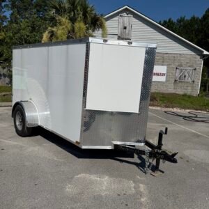 5×10 Enclosed Cargo Trailer for Sale – White | 5' Interior | Single Swing Door