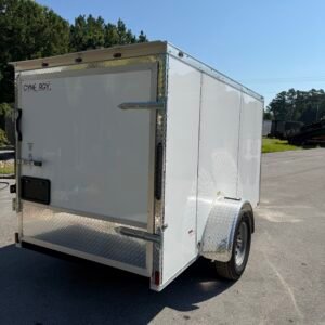 5×10 Enclosed Cargo Trailer for Sale – White | 5' Interior | Single Swing Door - Image 2