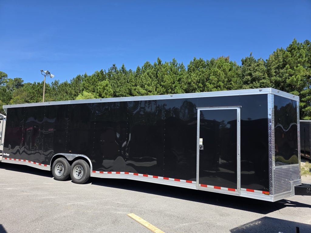 8.5×32 Enclosed Car Hauler for Sale – Black | 7' Interior | 7K Axles | GPS Tracker