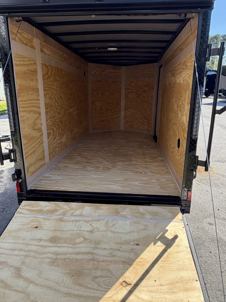 5×10 Enclosed Cargo Trailer for Sale – Brown | 2990 lb Axle | Ramp Door | 5' Interior
